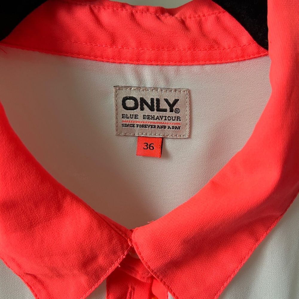 2 for $10 Sheer blouse with fluorescent orange detail - Picture 5 of 7